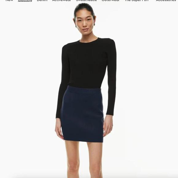 Aritzia Babaton Slim High Waist Knit Mini Gallerist Skirt NWT Pure Indigo Small - Picture 2 of 9